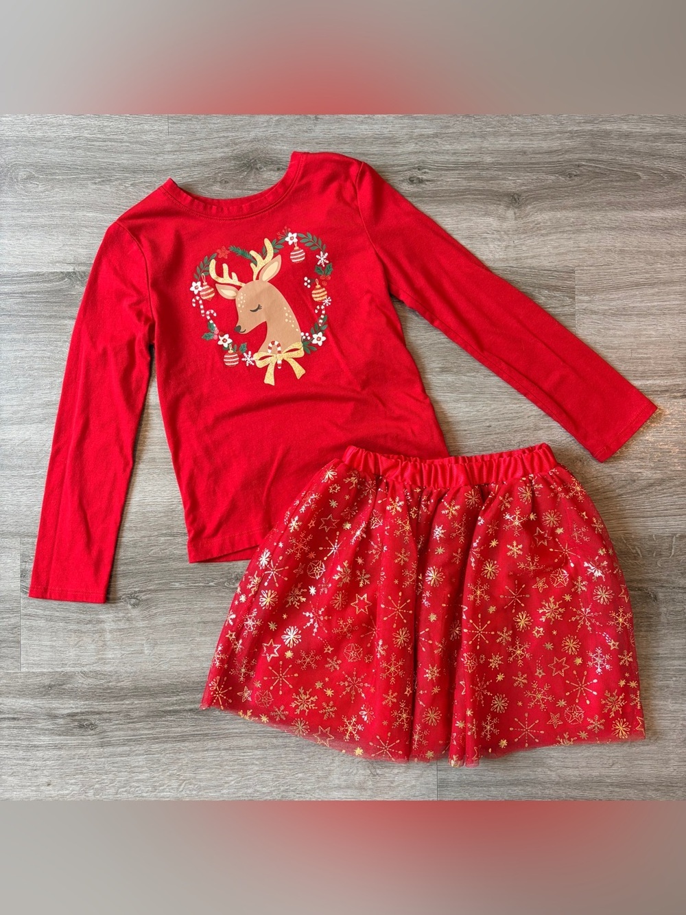 Holiday Time little girls Christmas matching set